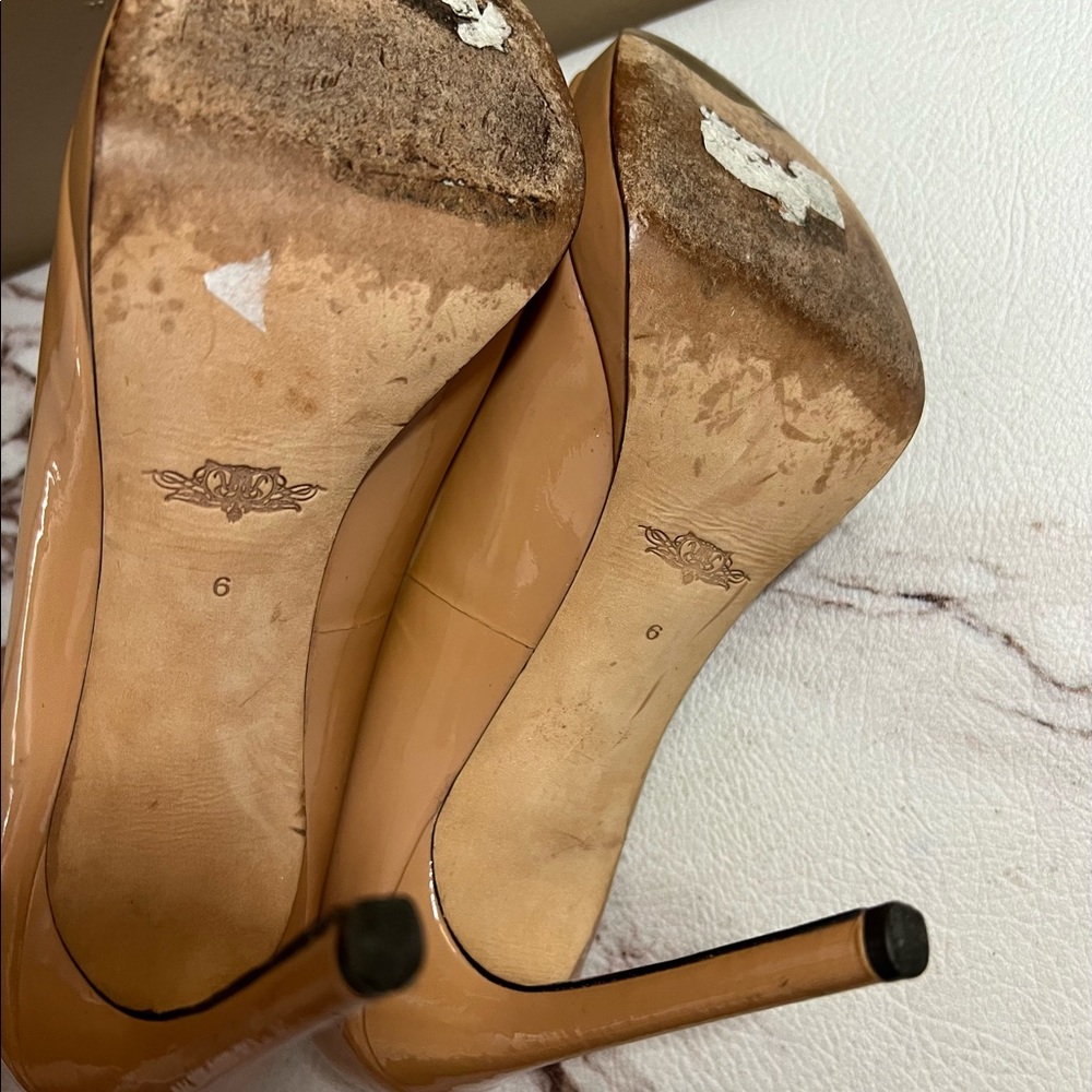 Rachel Roy Pumps Shoes Nude Open Toe Size 9 Patent Leather Daphne. - Picture 6 of 8